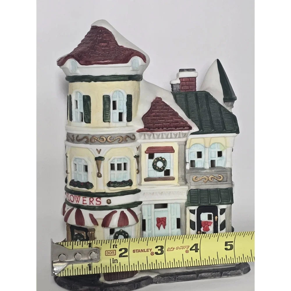 1994‎ Mercuries USA Porcelain Christmas Village Flower Shop Rare Retired Vintage